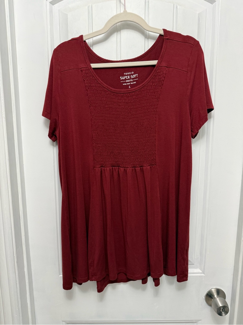 Torrid Womens Plus Supersoft Brick Red Short Sleeve Flowy Top Size 1X (57-3)